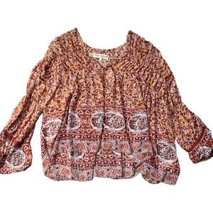 NWT Free People Large Lorriane Flowy Cropped Kimono Boho Floral Bell Sleeves